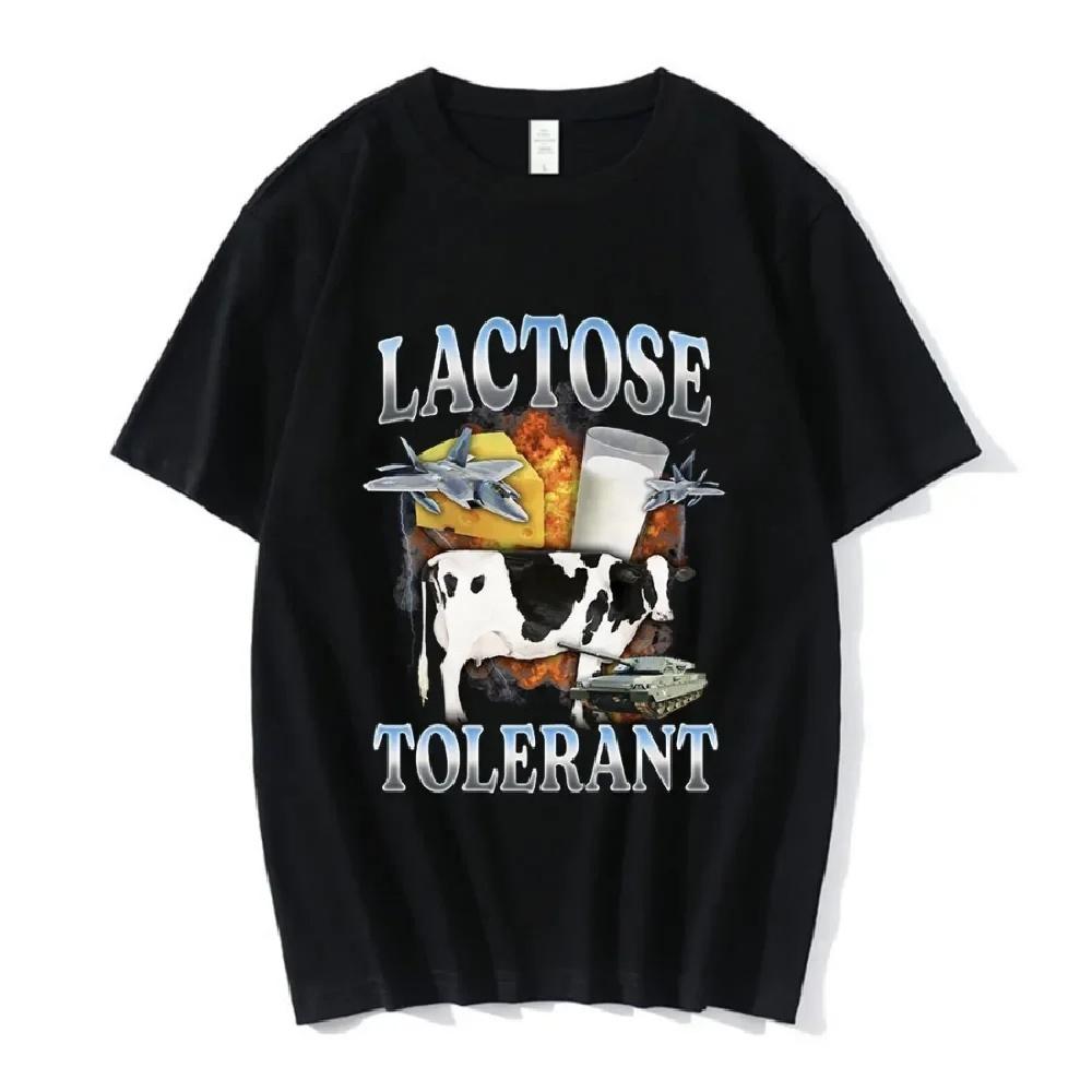 Lactose Tolerant Funny Graphic T-Shirt Men and Women Fashion Vintage Short Sleeve T-shirts Pure Casual Oversized T Shirts S
