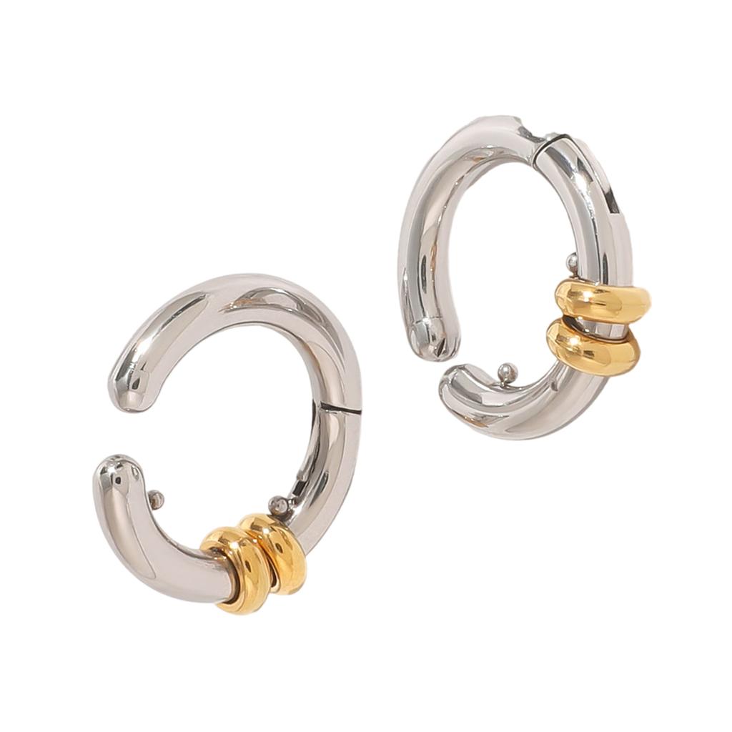 Fashionable Color Block Clip On Earrings No Piercing Needed Comfortable Stainless Steel Ear Cuffs for Women Girls