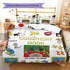 Goodnight Moon Pattern Bedding,Quilt Set Quilt Cover Pillowcase Home Birthday Gift (1 * duvet cover + 2 * pillowcase, without core)