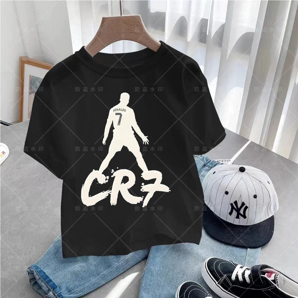 New Summer CR7 Print Cotton Boys Girls T-shirt Cristiano Ronaldo Clothing Fashion Outdoor Casual Fashion Sports Tees Top Tshirt 110