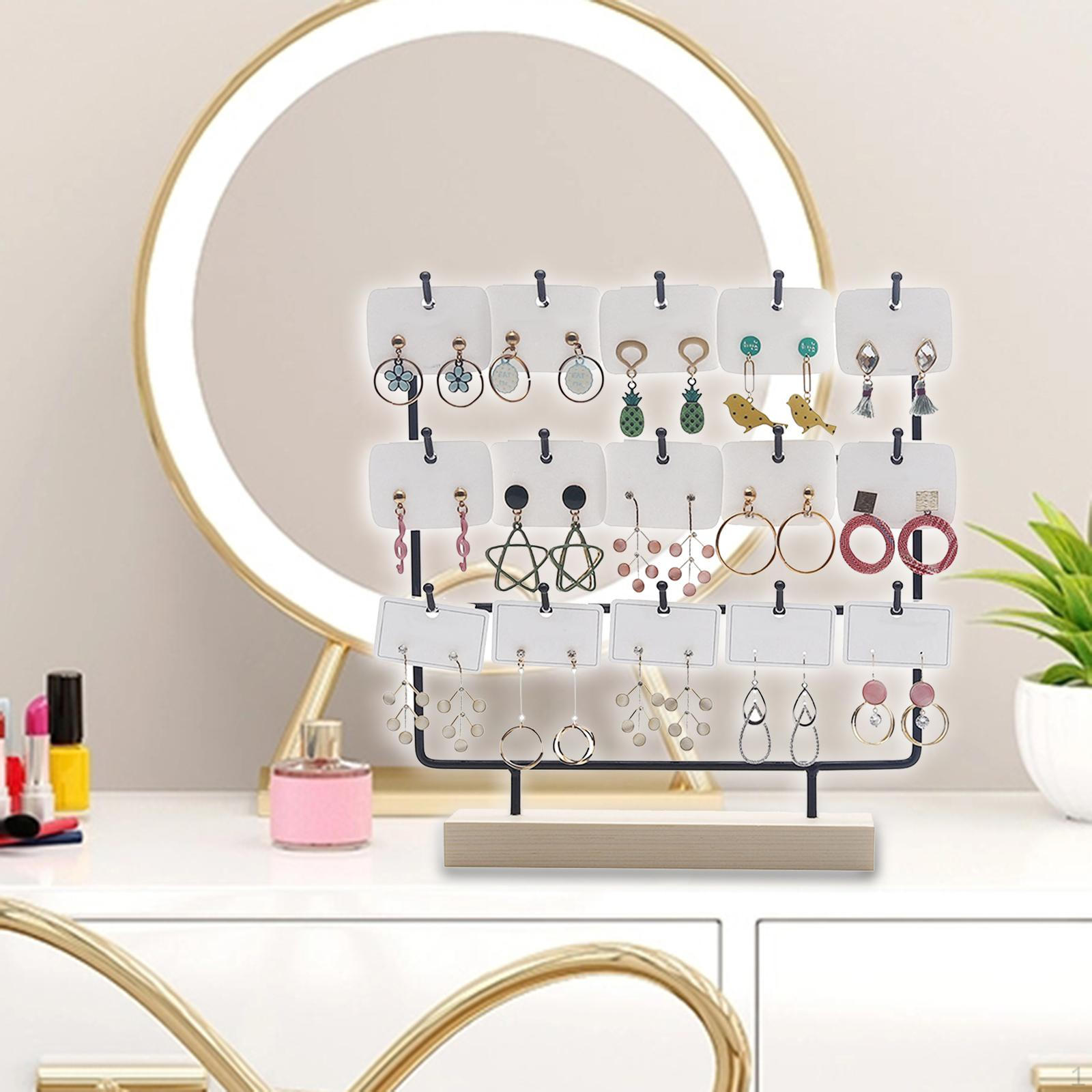 

Chic Jewelry Organizer with 15 Hooks for Earrings and Rings чорний