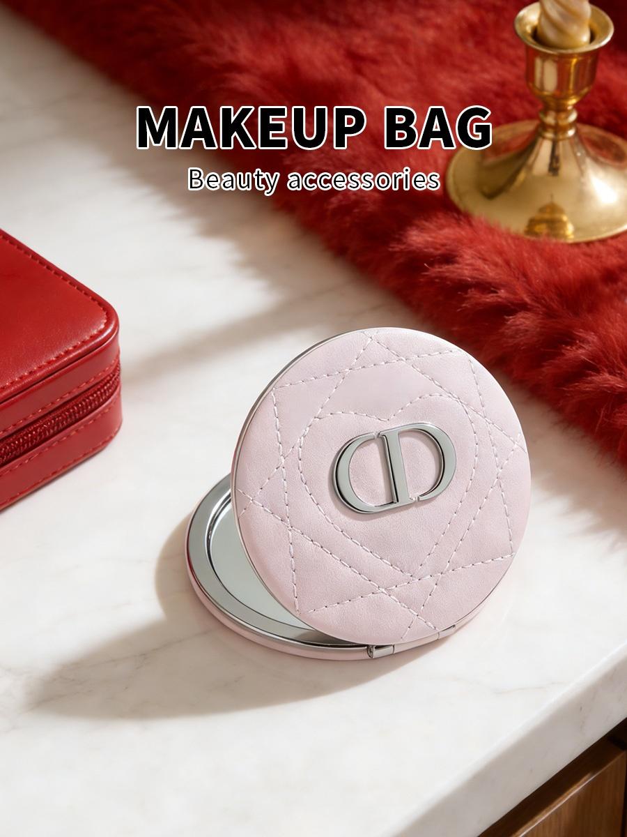 DIOR rosenrot zweiseitiger Kosmetikspiegel Klappspiegel tragbar Rosa zweiseitiger Spiegel Satz rot