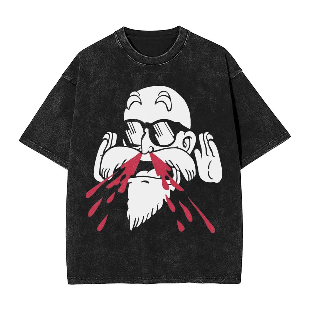 Master Roshi Dragon Ball Printed Tshirt Mens and Womens Washed Tshirt High Quality Vintage Cotton Tshirt Harajuku Tops