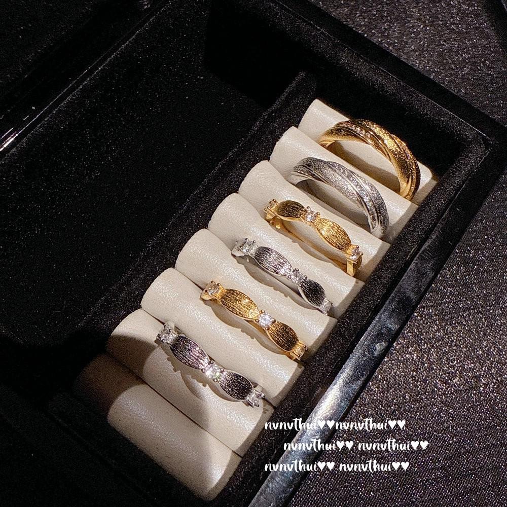 Vintage Italian Mobius Twist Bracelet with Pavé Diamonds and Hand-Brushed Zircon Ring