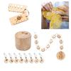 Round Charm Wooden Stitches Locking Marker with Clasp Pin Wooden Knitting Gauge Ruler for Knitting Weaving Sewing Craft