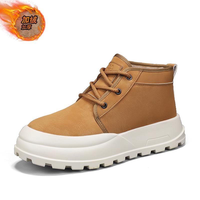 

Зимние утолщенные мужские ботинки для снега из бархата с высоким берцем для отдыха и спорта северо-восточные хлопковые туфли для улицы на толстой подошве со шнуровкой мужские туфли 44