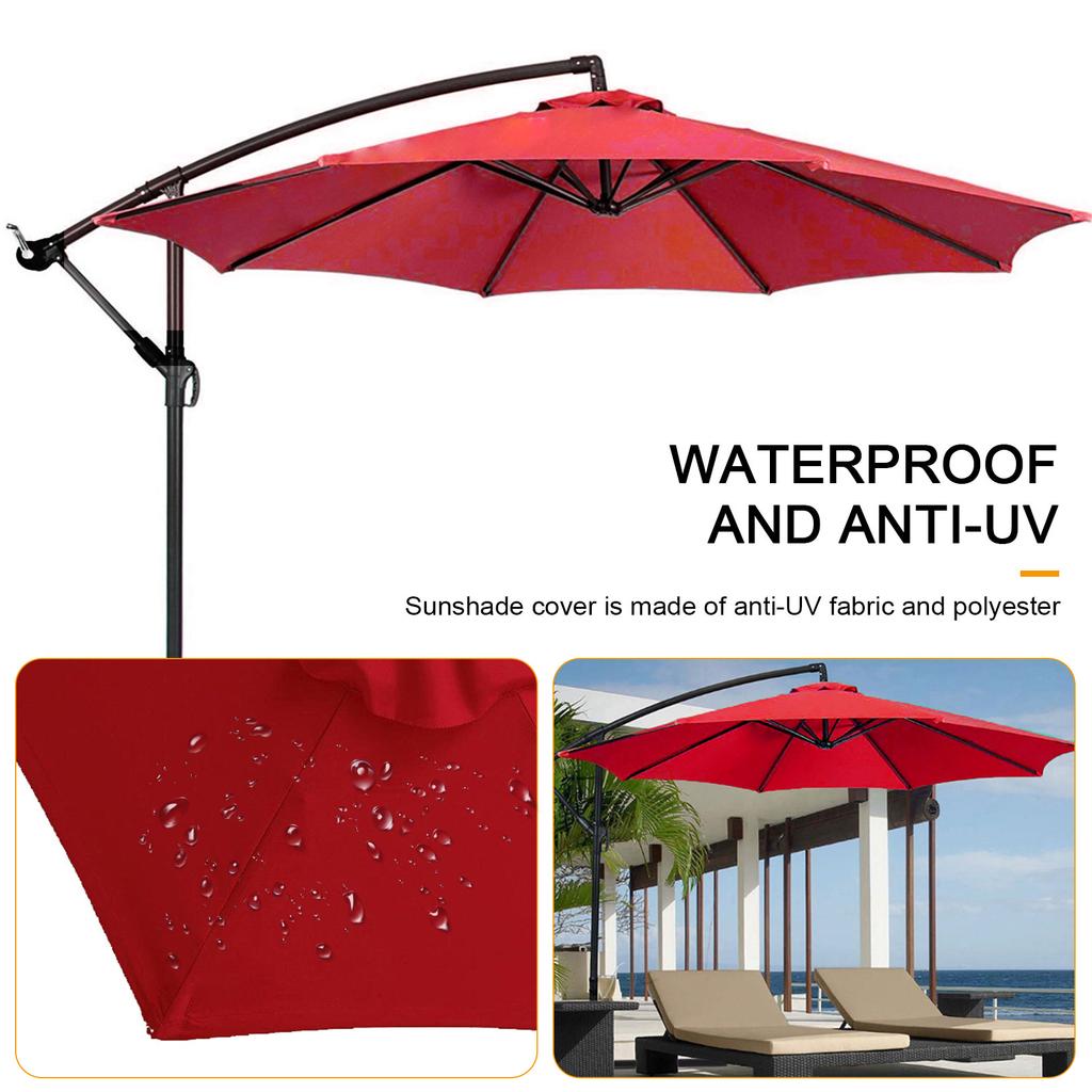 8/6 Bone Parasol Umbrella Surface Without Stand 2.7m Parasol Replaceable Cloth UV Protection Detachable for Outdoor Beach Garden