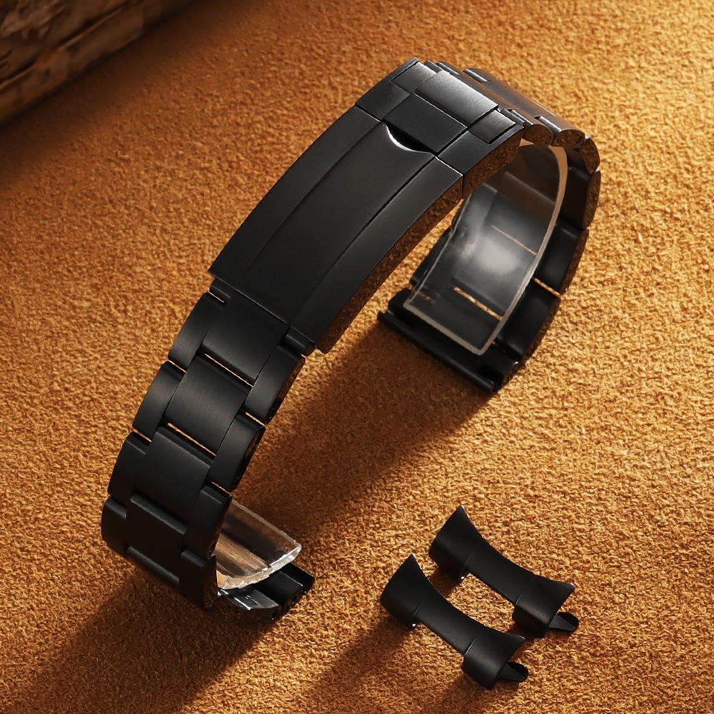 Luxury Curved End Stainless Steel Bracelet Folidng Buckle Watch Straps 20mm 21mm 22mm for Rolex for Oyster Perpetual Wrist Band