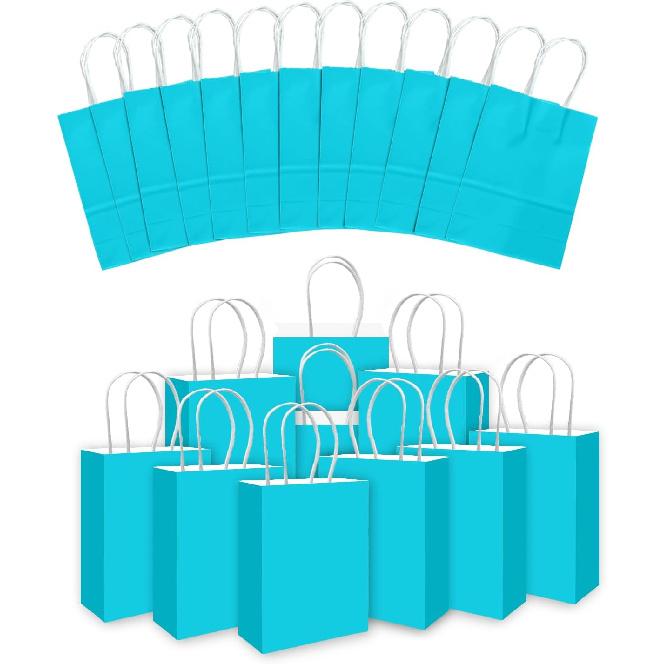 Qiqee 24PCS Medium Gift Bag with Handles Bulk 11"x5"x8" Gift Bags Light Green Bags Multiple Uses (Medium Size)