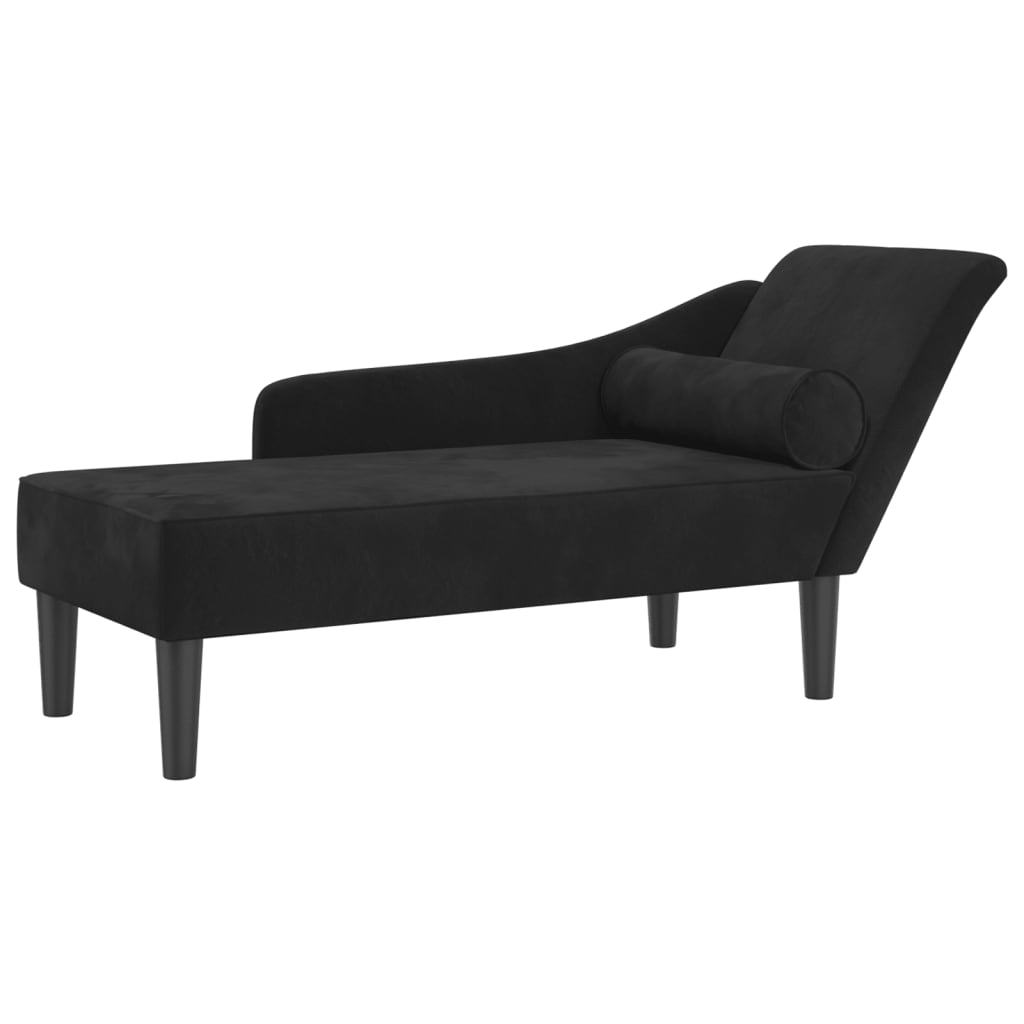Chaiselongue mit Kissen Schwarzer Samt