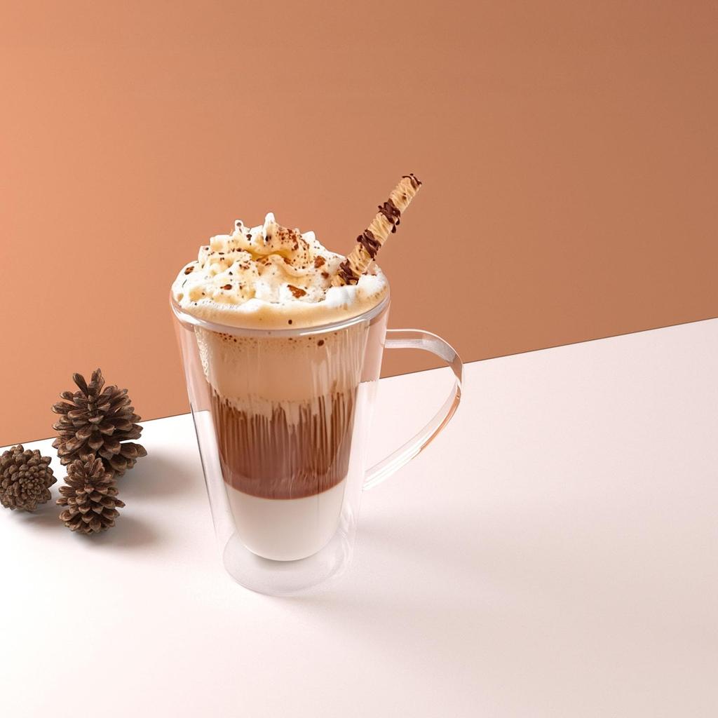 GIFT GARDEN Tumbler Glass Cup 400ml Cold and Hot Keeping Transparent Double Wall Glass Condensation Prevention Microwave Safe Set of 2