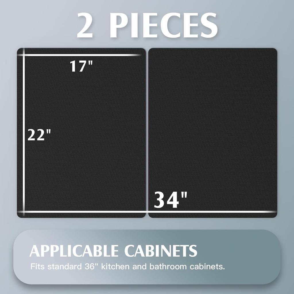 Under Sink Mat for Kitchen, 2 Piece Super Absorbent Undersink Mats for Bottom of Kitchen Sink, 34" X 22" Cuttable Under Sink Liner, Quick-Dry Under