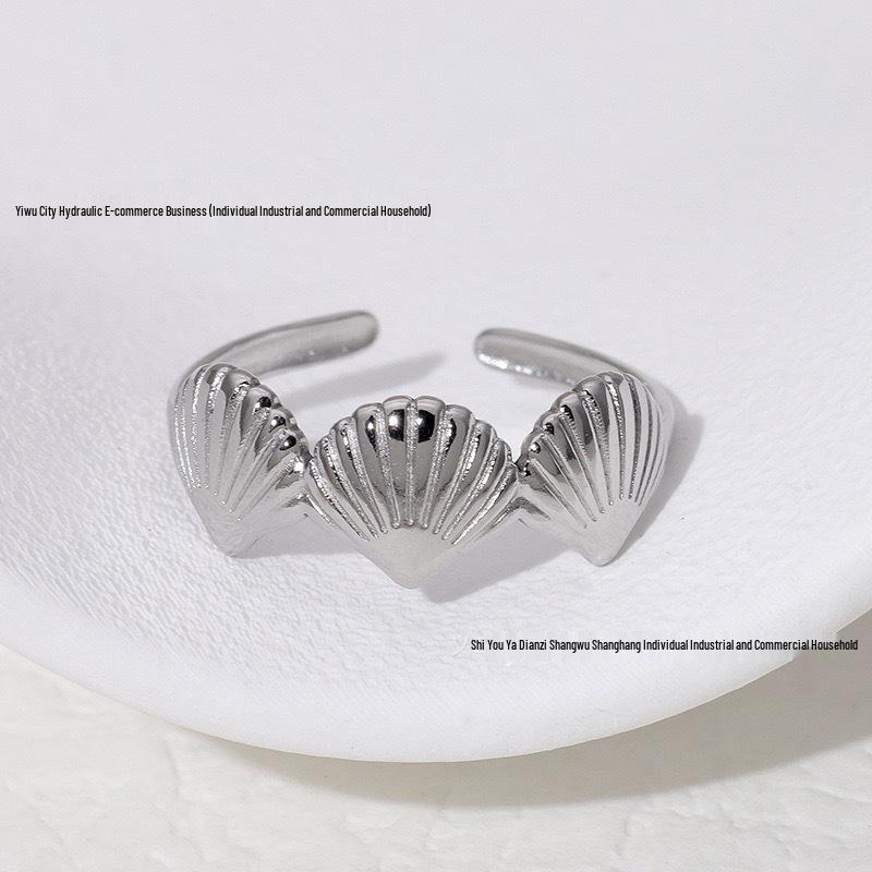 

Cross Ocean Unisex Adjustable Shell Stainless Steel Ring