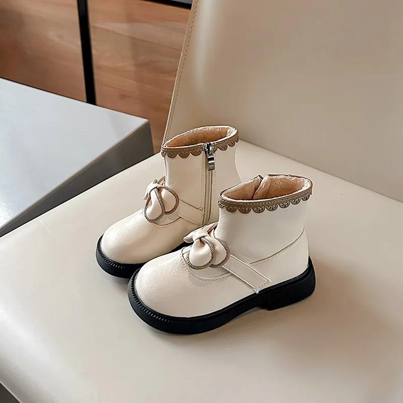 Kids Shoes Boots for Girl Winter Princess Cotton Shoes Fashion Sweet Bowknot Children  Causal Plush Short Boots Warm Versatile