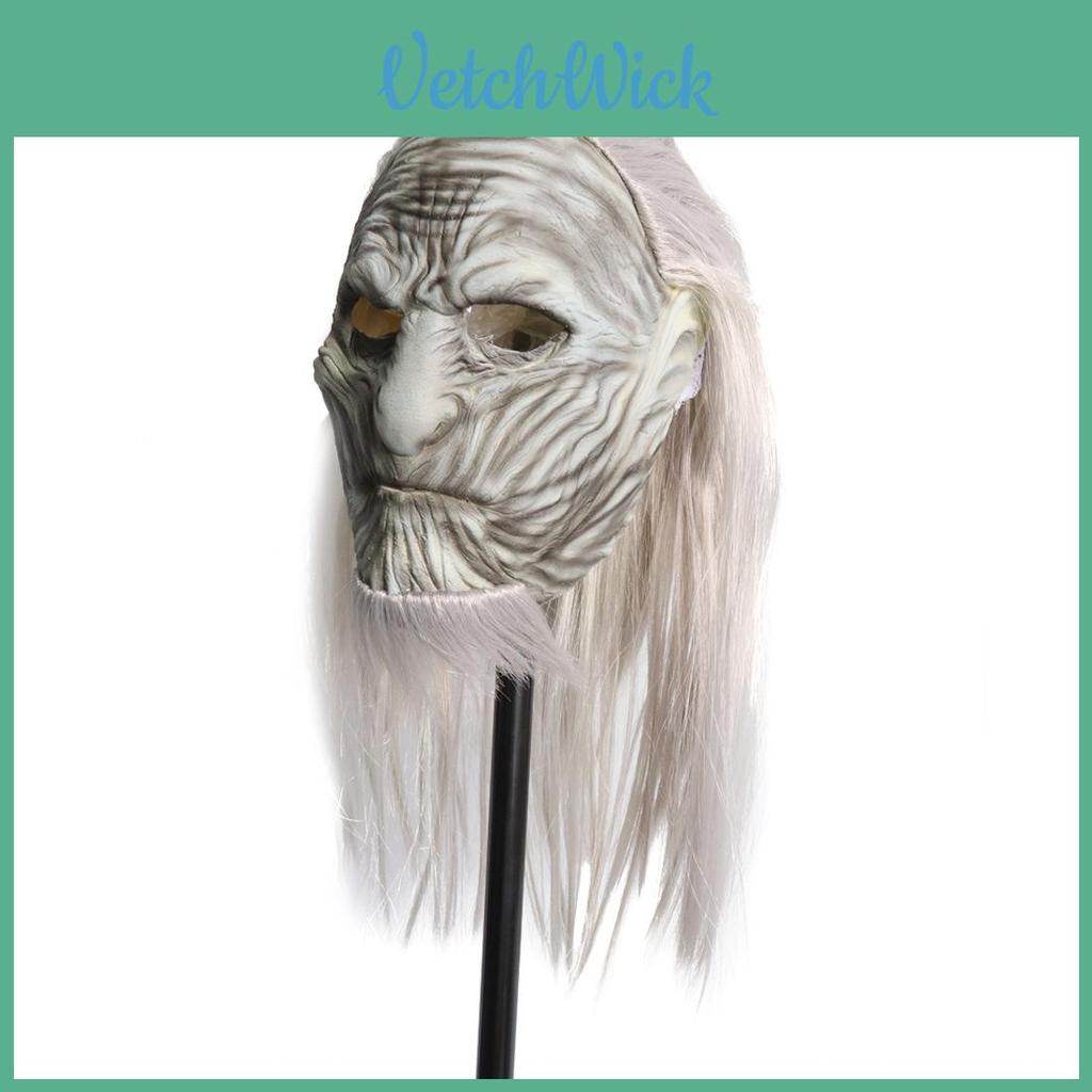 Atemberaubende Game Of Thrones White Walker Nachtkönig Latexmaske mit realistischen langen Haaren