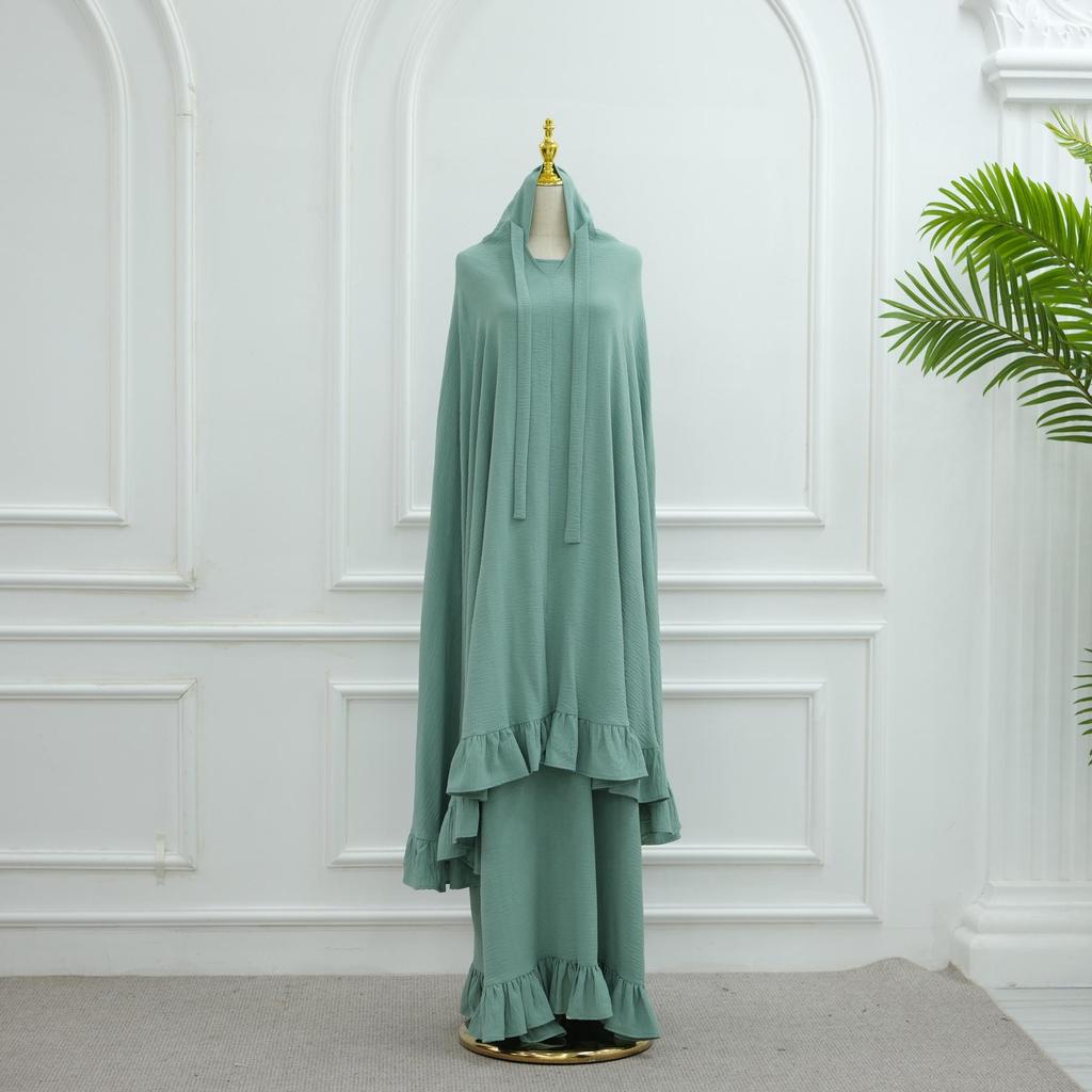Loriya 2025 Solid Color Dress with Large Headscarf LR972