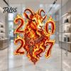 Vibrant Pattern Window Cling Chinese New Year Decoration, 2027 Goat Static Clings, Zodiac Glass Easy Apply Decal Decals, Reusable Lunar Christmas