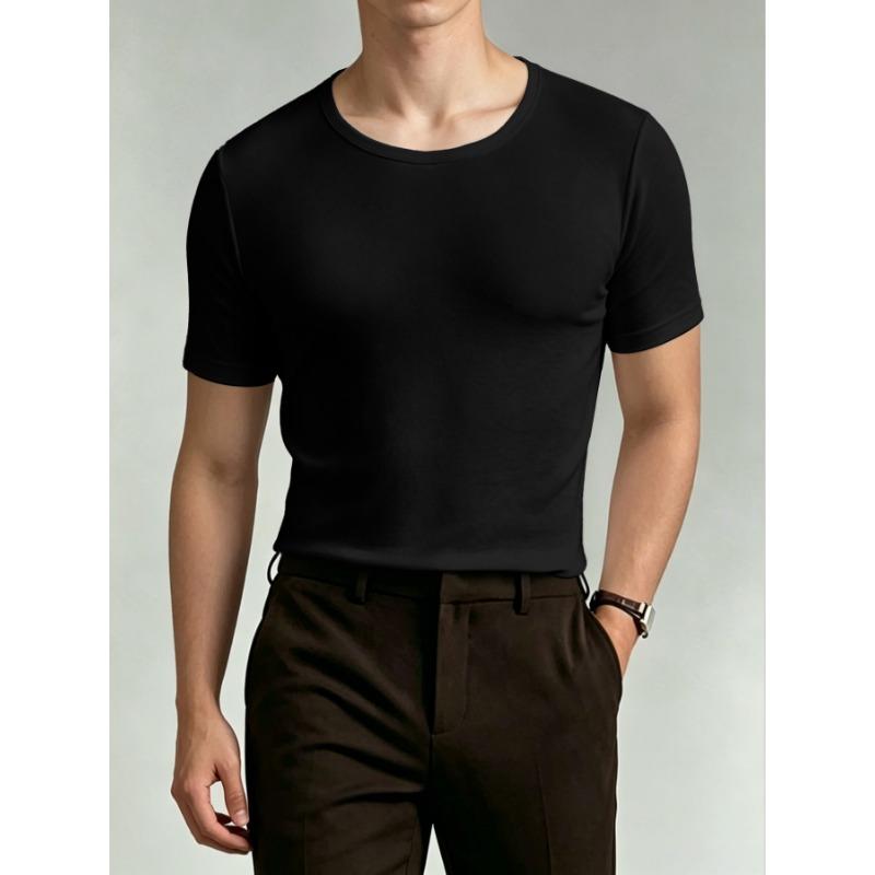 Men S Solid Color Short Sleeve T Shirt Loose Fit Korean Style