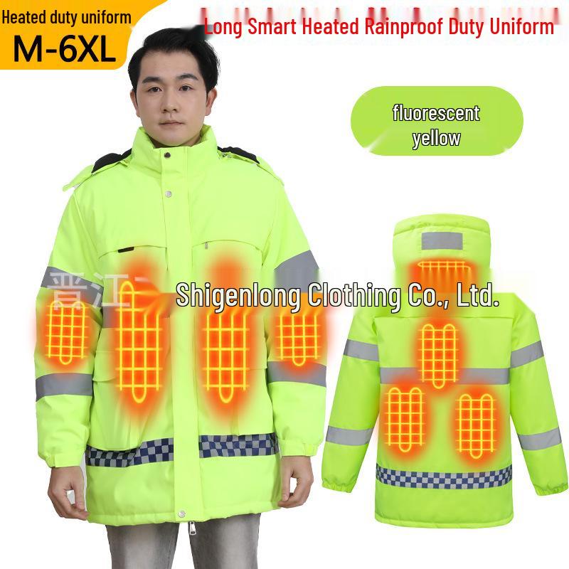 

Мужская зимняя куртка с подогревом и светоотражающими элементами - Толстая, водонепроницаемая, утепленная хлопком рабочая одежда для дорожного хозяйства и дежурства на автомагистралях XL