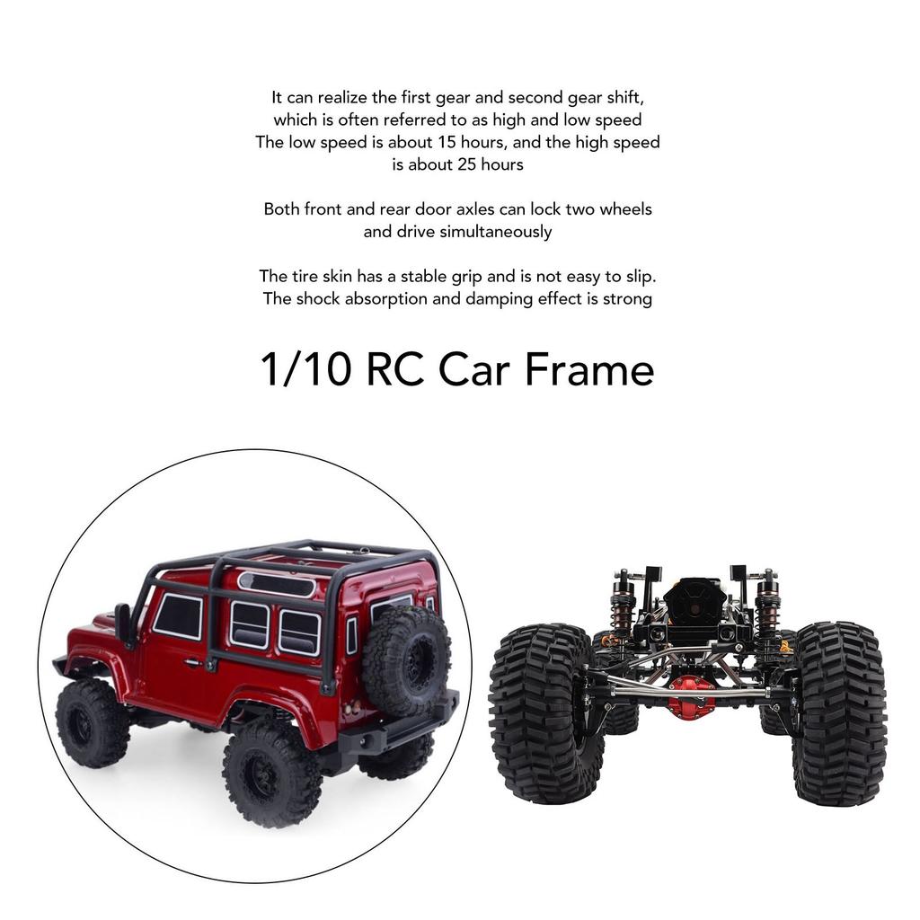 1/10 Scale RC Car Metal Frame 313mm Wheelbase High Low Double Speed Differential Lock Axle Frame for SCX10 1/10 Remote Control Car