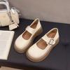 British style retro round head shallow mouth one-word single shoes spring new fashion increase height show long legs Mary Jane small leather shoes
