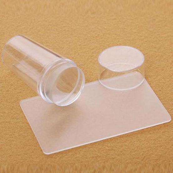 2 In 1 Clear Jelly Nail Art Stamping Kit Soft Stamper + Scraper Manicure Tool