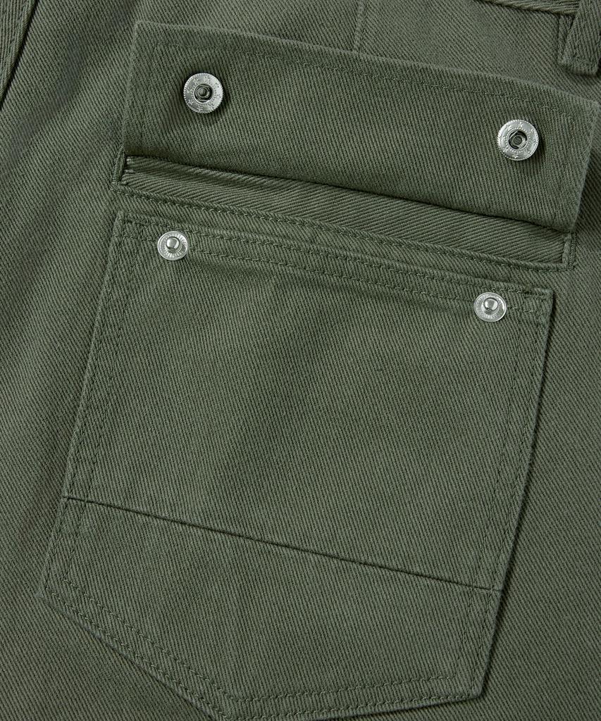 Beodeonteu Curved Cut Multi-Dart Wide Twill Pants [Khaki]