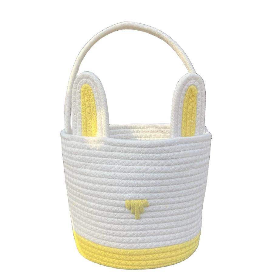 Easter Bunny Basket For Kids Boys Girls Easter Eggs Hunt Basket Reusable Cotton Rope Basket With Rabbit Ears Baby Shower Gifts