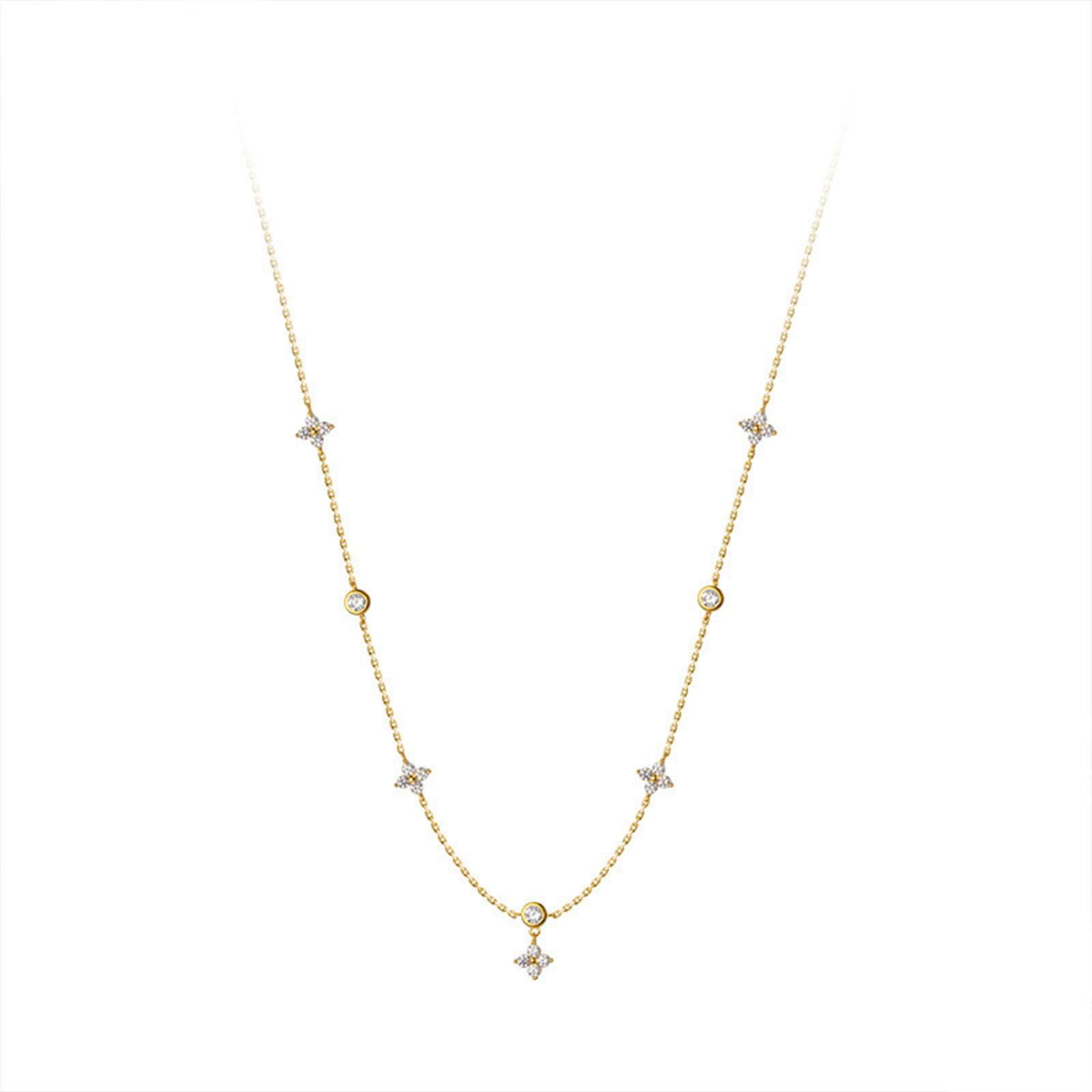 Copper Plated Luxury Long Lace Ankle Chain for Women Four-leaf Clover Design Dainty Trendy Lockbone Necklace Elegant