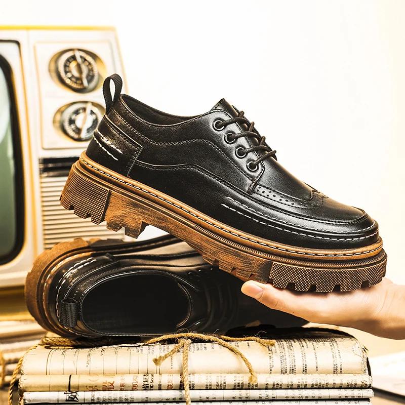 Brock Leather Shoes, New Men's Business Formal Leather Shoes, Fashionable and Versatile Retro British Style Dress Shoes