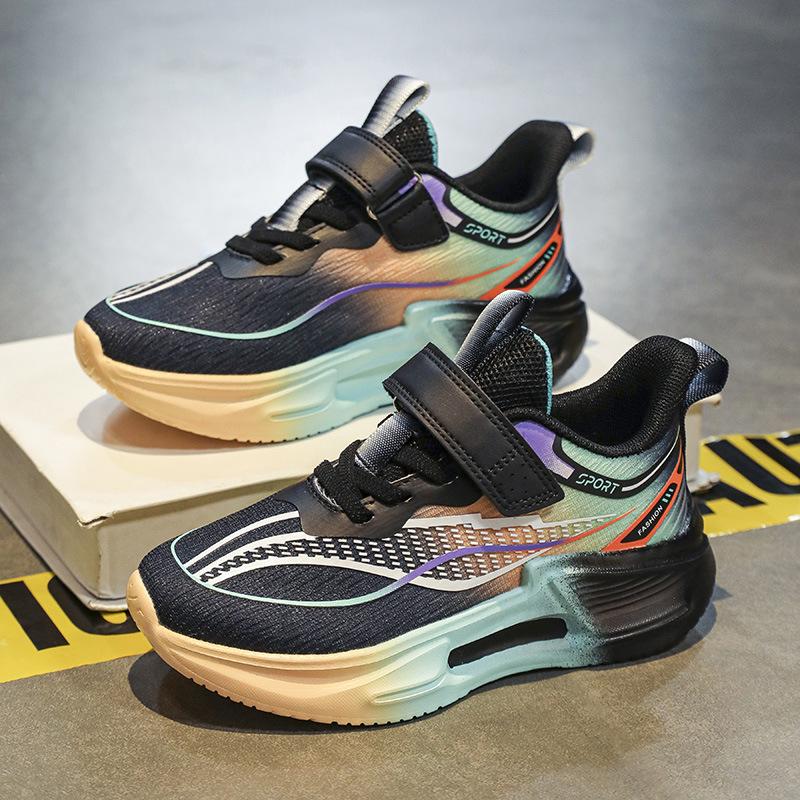 Running Shoes for Primary School Students, Spring Mesh Sneakers for Older Children, Lightweight Velcro Breathable Classmates, Boys Physical Educat
