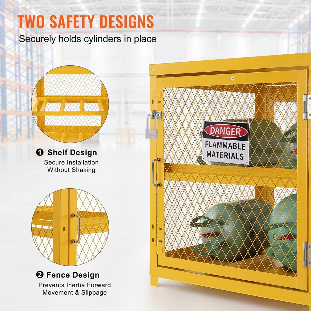 Horizontal Cylinder Storage Cabinet 4x33lb Capacity Propane Storage Cage