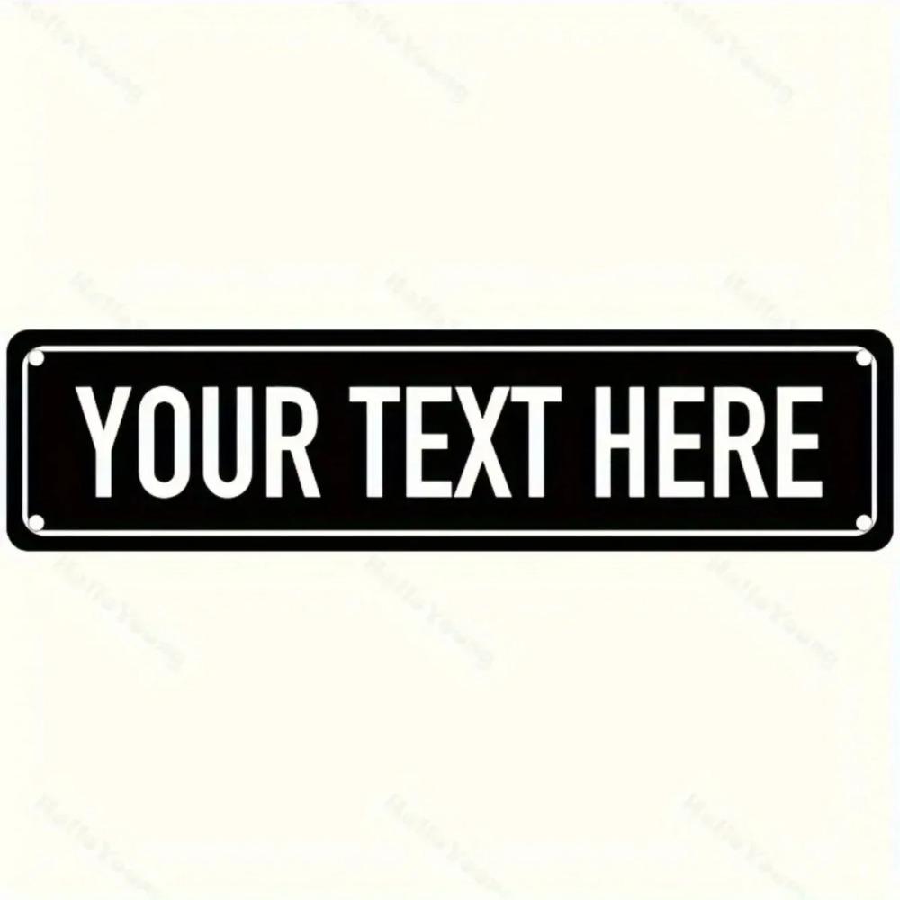 Custom Minimalist Black Aluminum Street Sign Bold White Personalized Text Wall Decor