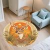 Vintage Sunset Deer Head,Round Area Rug,Carpet Rug for Living Room Bedroom Sofa Playroom Decor,Non-slip Floor Mat