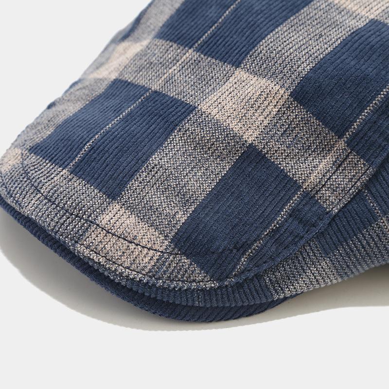 Adjustable Plaid Cotton Corduroy Newsboy Hat for Men And Women Gatsby Golf Cap Flat Ivy Cabbie Youth Teens Fashion Accessory