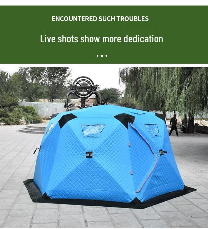 Thickened Cotton-Padded Winter Tent: Quilted, Windproof, and Warm for Extreme Cold Ice Fishing and Camping