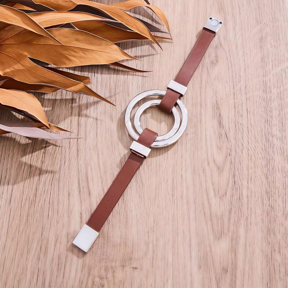 Exquisite Bracelet PU Leather Double Ring Bracelet Trendy Vintage Bracelet  Unisex Accessories