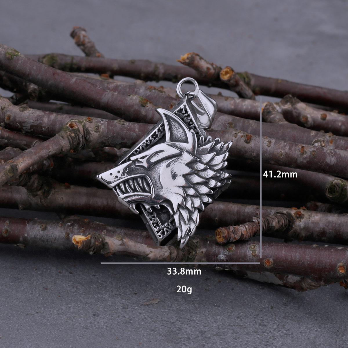 Vintage Viking Geri and Freki Wolf Head Necklace Men s Odin Rune Valknut Amulet with Stainless Steel Chain Jewelry Gift