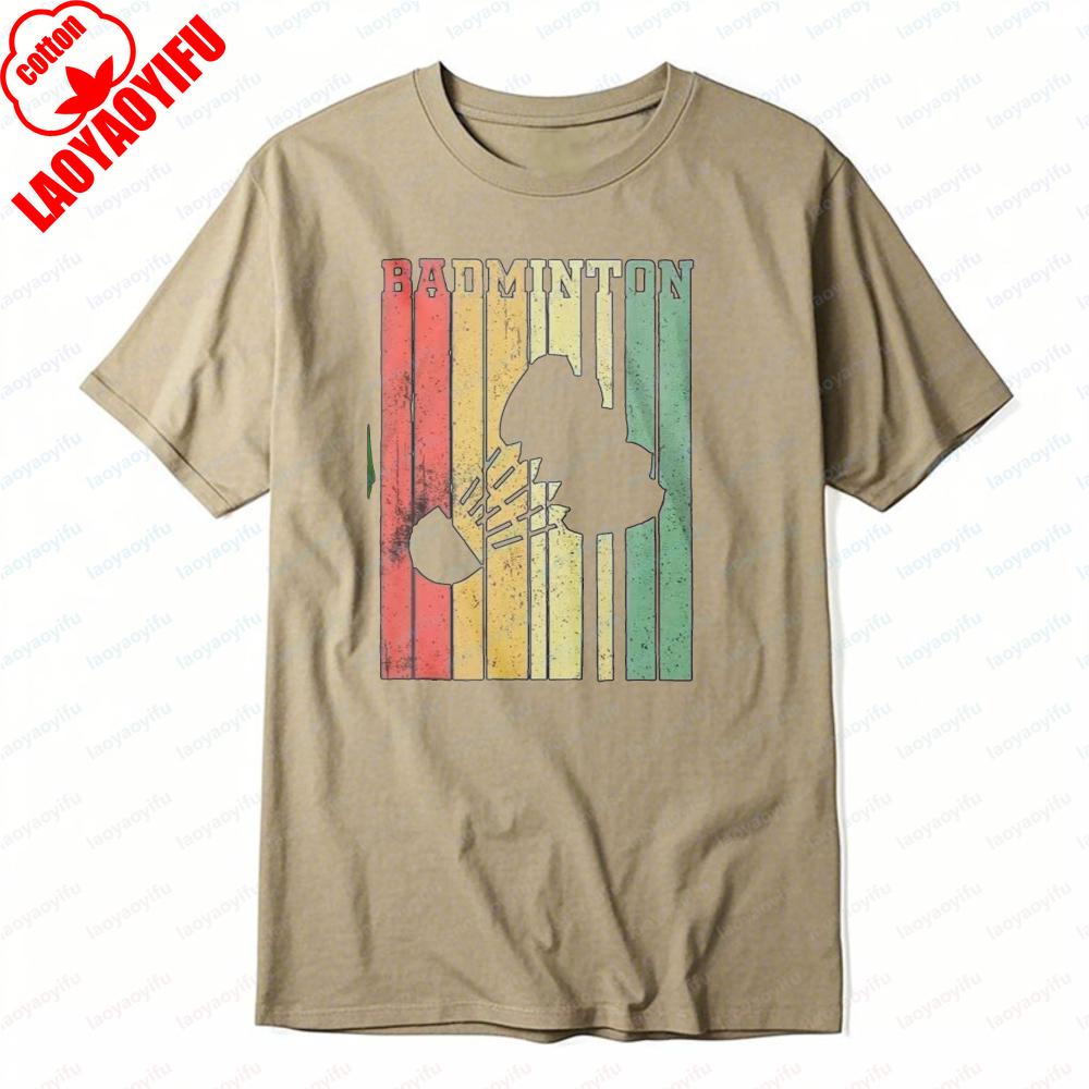 Badminton Sport Graphic Tee Vintage Style TShirt for Unisex Shuttlecock Fashion Streetwear Shortsleev Trendy Tops Athletic Wear