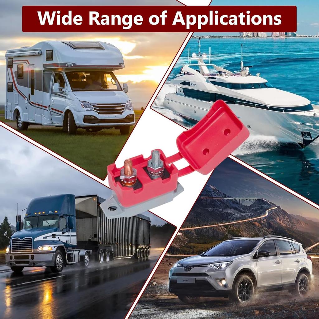 Auto Reset Circuit Breaker, Stud Type Circuit Breakers With Cover, 12V - 24V DC 30 Amp For RV Marine Boat Trolling, Car Engines And More 4PCS