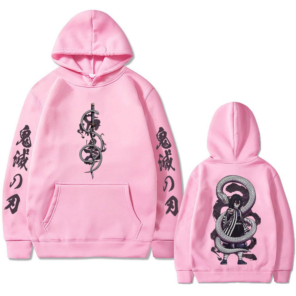Anime Demon Slayer Serpent Hashira Iguro Obanai Hoodie Men Women Clothing Oversized Hoodies Man Vintage Hooded Tracksuit
