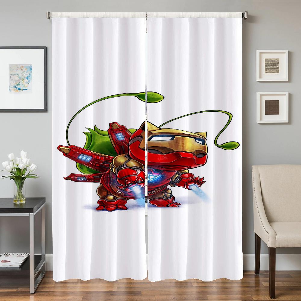 Home Interior Kitchen Curtains for Living Room 2 Pieces Blackout Curtains Door Curtain P-pokemon-n Partition Bedroom Decoration