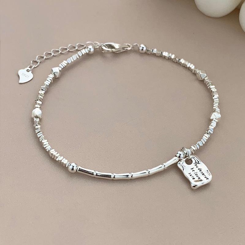 High-End S925 Sterling Silver Bamboo Joint Pendant Bracelet S925 Silver