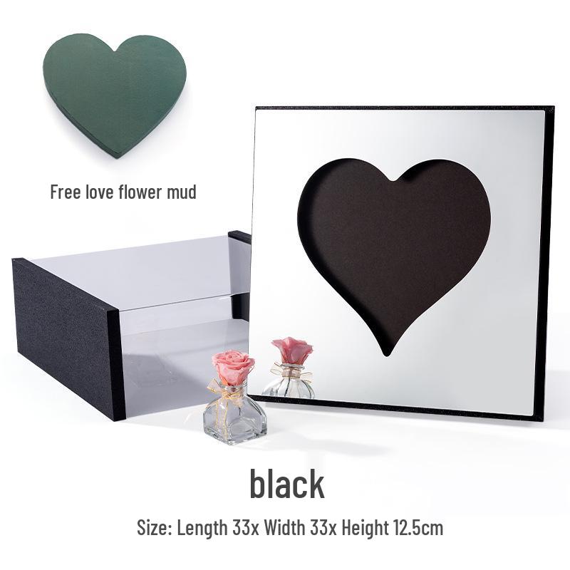 Magic Mirror Heart Flower Box: Preserved & Fresh Flower Gift Packaging