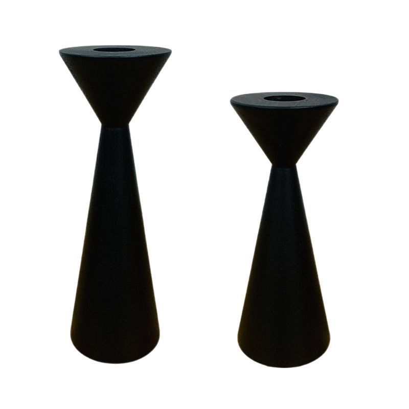 Vintage Wooden Candelabra, Geometric Living Room Decoration for Ambiance