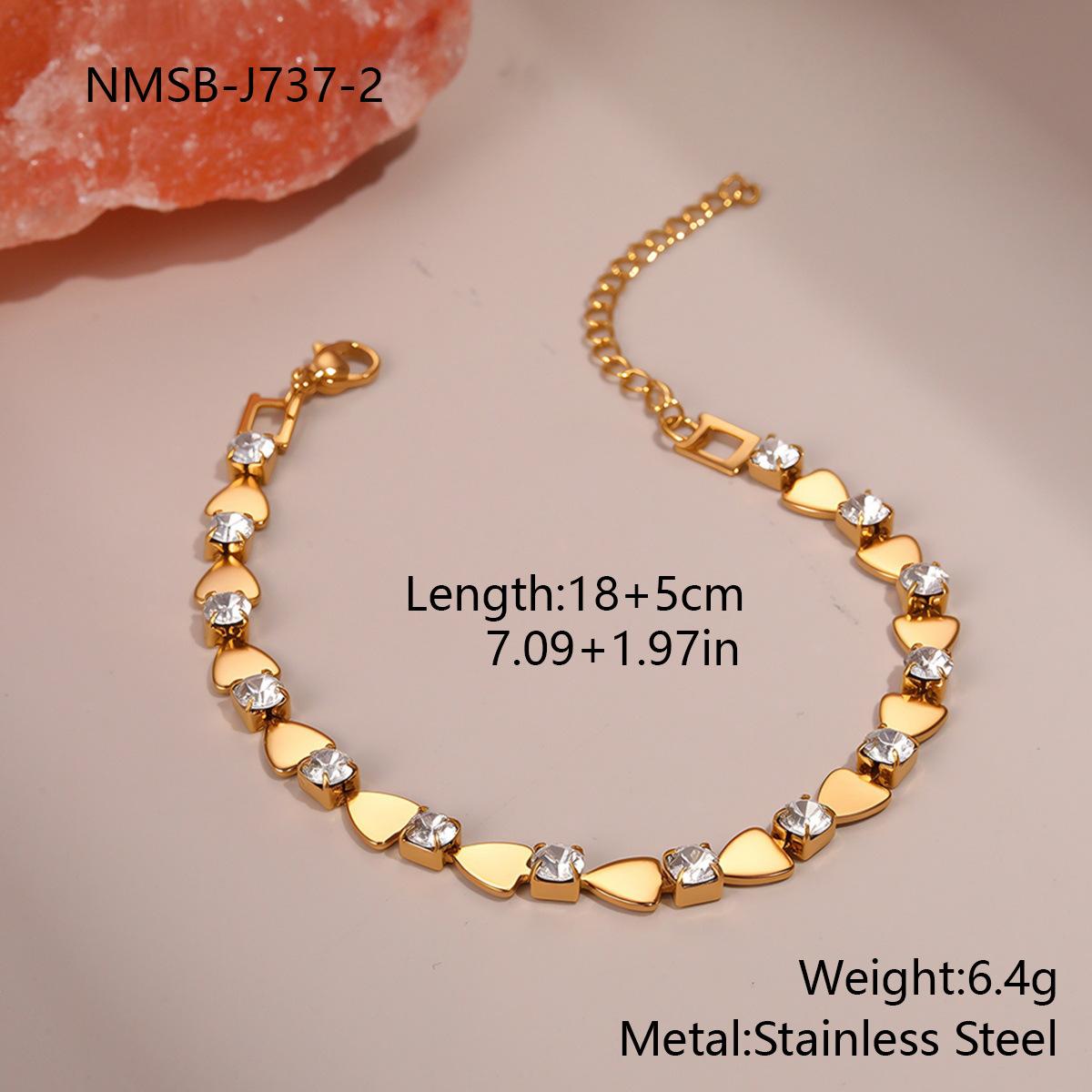 GEMCHIC Women s Heart Geometry Zircon Stainless Steel Bracelet Hypoallergenic Fashion Jewelry