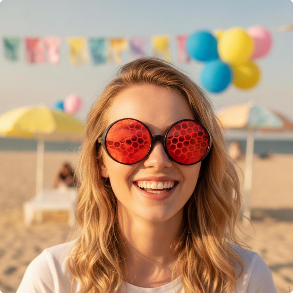 Unisex Glasses with Honeycomb Lenses | Lightweight Frame, Playful Decorative Wear, Oversized Round