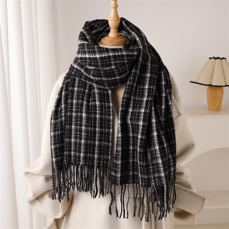 

Classic Retro Brown Plaid Scarf Women s Khaki Decorative Tassel Shawl Scarfs For Women Scarves For Women, Brown Scarf Shawl For Women, Winter Scarves 200x68cm with tassel