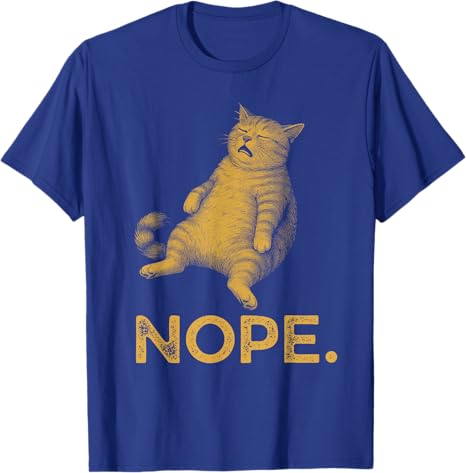 Funny Lazy Cat Nope CatLady Kitty Dad Feline Lover TShirt Cool Y2k Sleepy Cat Graphic Outfit Cartoon Kitten Saying Tee Novelty S