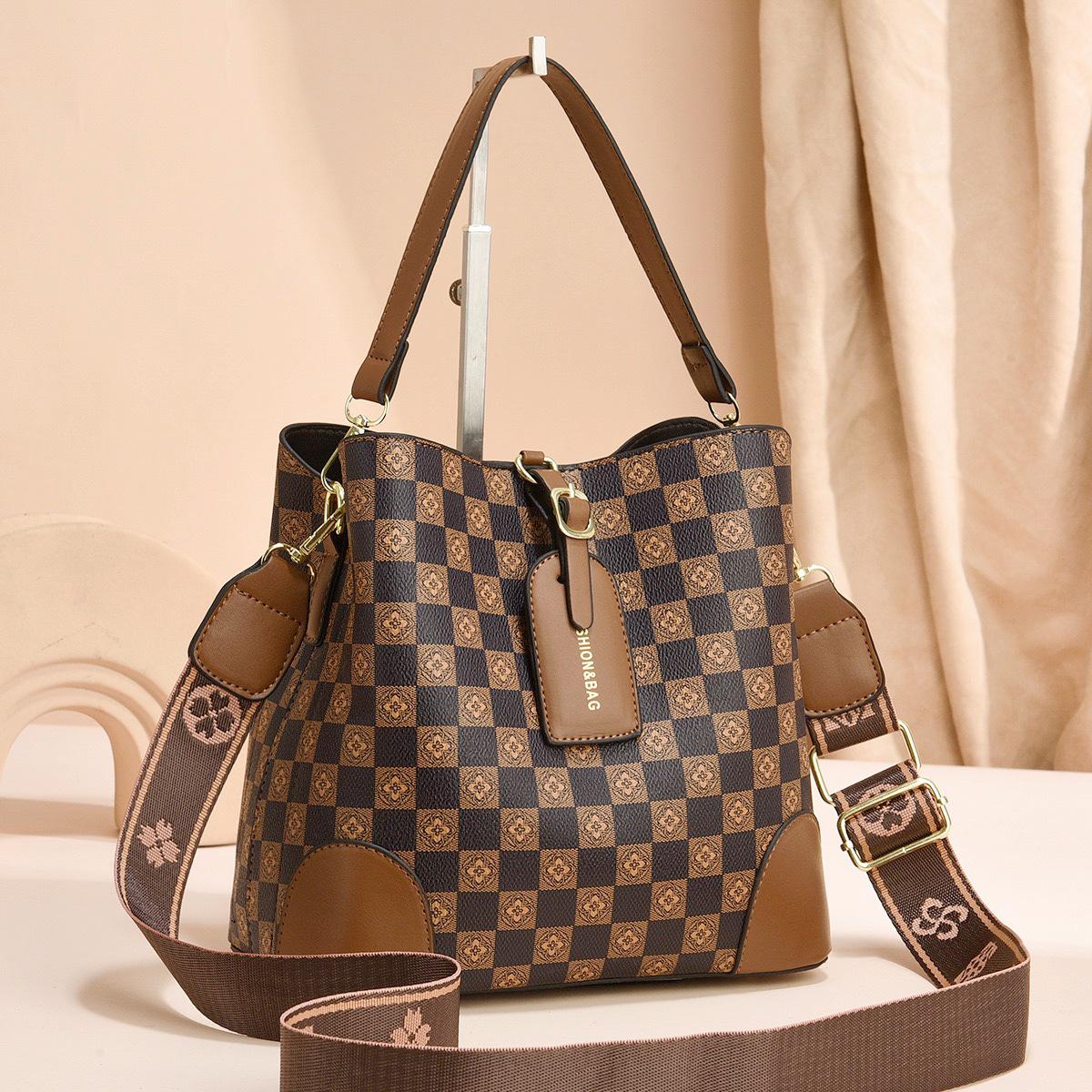 

Женская сумка ретро женская сумка клетчатая сумка-ведро большая вместимость сумка через плечо сумка-мессенджер с 23*12*22cm